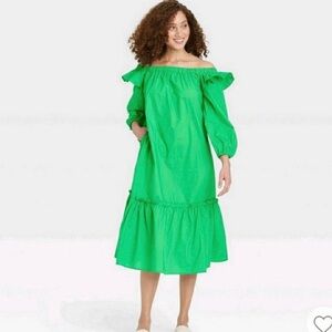 Who What Wear Balloon Sleeve Off the Shoulder Long Sleeve Dress Small